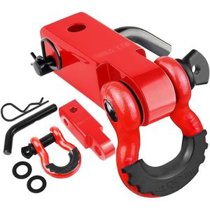 Attelage de remorquage Autobots avec manille de 2 pouces rouge, résistance à la rupture de 45 000 lb, avec 5 broches de 8 mm et 3 anneaux en D de 4 mm - Product Image 1
