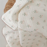 Ventes en gros de couvertures en mousseline imprimées pour bébés, couvertures en coton tricotées pour nouveau-nés, ensembles de cadeaux pour bébés