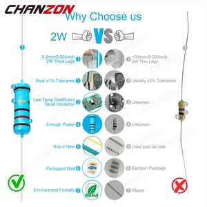 30pcs 40 giá trị 2 W 1% 1ohm - 1M ohm kim loại phim điện trở <span class=keywords><strong>2Watt</strong></span> 2 W độ chính xác cao MF cố định 1K 10K 100k 4R7 2K2 2.2K 4.7k 1kohm - Product Image 3
