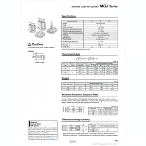 Cylindre de tige de guidage miniature SMC MGJ10-20 pièces pneumatiques - Product Image 1