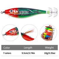 Leurre de pêche lumineux de 9,5 cm et 10 g, calmar lumineux, crevettes, poulpes, avec hameçon parapluie tranchant pour la pêche en eau salée