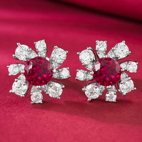 925 Pure Silver Fine Stud Boys Ohrringe Neue kompakte exquisite Pigeon Blood Ruby Boys Ohrringe Einfache vielseitige Ohr zubehör