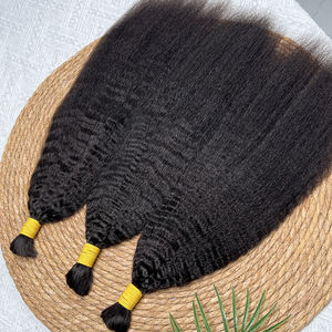 Cabello Humano Liso Rizado 12A para Trenzas, Sin Trama, 100g, Cabello Humano Indio Liso Yaki a Granel para Trenzas Bohemias - Product Image 5