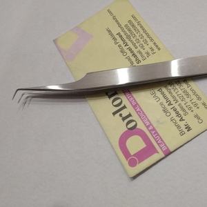 Pinzas para Extensión de Pestañas de 90 Grados con Acabado Plateado Regular, con Orificio, Pinzas Sostenibles al por Mayor, Pinzas para Pestañas de Marca Privada - Product Image 1