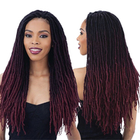 Extensions per capelli sintetici all'uncinetto Goddess Faux Locs, 18 pollici, 18 ciocche, fatti a mano, lisci, effetto Gypsy Locs, colore Ombre
