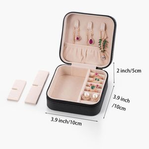 Luxury Custom Square Jewelry <b>Storage</b> Box Logo Organizer Small Cases PU Leather Travel Portable <b>Ring</b> Necklace Stud Earrings - Product Image 2