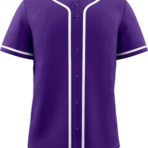 Mens Baseball Jersey Blank Plain Button Down Shirts Short Sleeve Hip Hop Hipster Active Team Sports Uniforms S-XXXL - Product Image 1