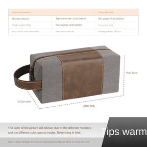 Large Capacity Men's Retro Canvas Wash Bag Portable Cosmetic <b>Storage</b> with Zipper Closure for Travel - Product Image 4