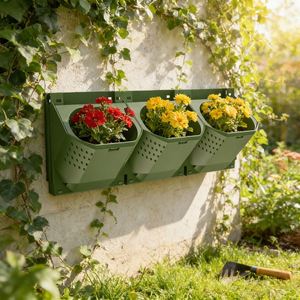 Jardin vertical <span class=keywords><strong>de</strong></span> pared verde <span class=keywords><strong>de</strong></span> diseño simple, maceta <span class=keywords><strong>de</strong></span> plástico con autorriego y sistema <span class=keywords><strong>de</strong></span> irrigación por goteo. - Product Image 5