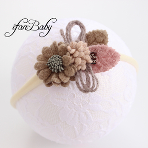 Fotografía suave y cálida Flor de fieltro de <span class=keywords><strong>lana</strong></span> en diadema elástica de nailon accesorios para el cabello de niña - Product Image 2