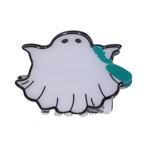 Pinzas para el pelo de Halloween con diseño de luna, estrella y murciélago, de acrílico, estilo gótico, con motivos de dibujos animados oscuros y telaraña de murciélago, para mujer - Product Image 6