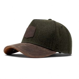 Casquette Snapback en Laine à 5 Panneaux, Couleur Unie, Style Décontracté, Casquette de Baseball Sportive Vintage, Casquette de Golf Hiver - Product Image 1