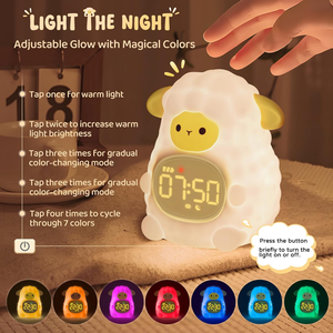 Silicone di <span class=keywords><strong>pecora</strong></span> Dino coniglio di dormire allenatore bambino sveglia luce alba sveglia luce notturna a Led con suoni della natura - Product Image 4