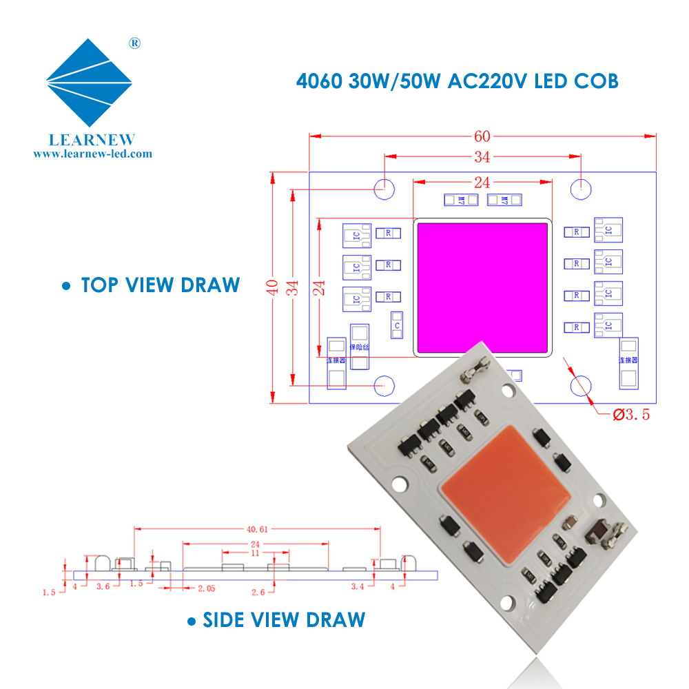 Ac 110v 220v Cob 50w Led Chip 380-780nm 81S2P Circuit