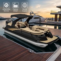 Bateau ponton électrique hors-bord de 22 pieds pour 12 personnes, bateau de loisirs de luxe en aluminium pour le tourisme, les fêtes, la pêche et les croisières