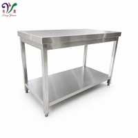 Table de travail en acier inoxydable pour usage commercial avec étagère inférieure, table de préparation robuste pour la cuisine des restaurants
