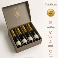 Boîte cadeau personnalisée pour 6 bouteilles de champagne, carton rigide, emballage premium pour six champagnes avec feuille d'or, vente en gros
