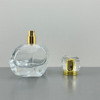 Flacon de parfum de luxe en forme de cœur en gros, 75 ml, flacon de parfum en verre transparent à facettes de diamant