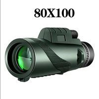 Telescopio Monocular Profesional 80x100 con Adaptador para Teléfono Inteligente para Observación de Aves, Caza y Aventuras al Aire Libre