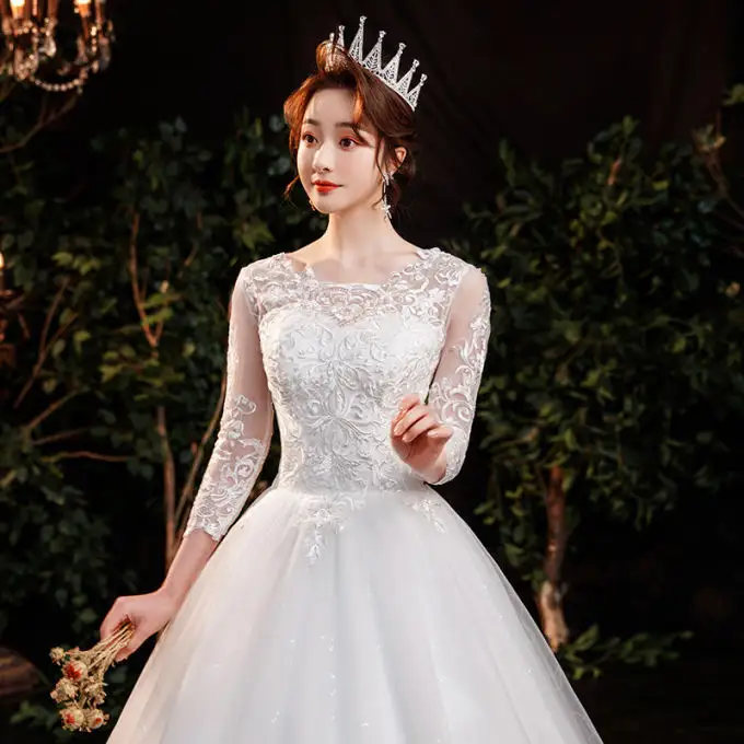 Abito da sposa nuovo coreano monospalla principessa sogno sposa sposa <span class=keywords><strong>grande</strong></span> taglia Slim ragazza su misura