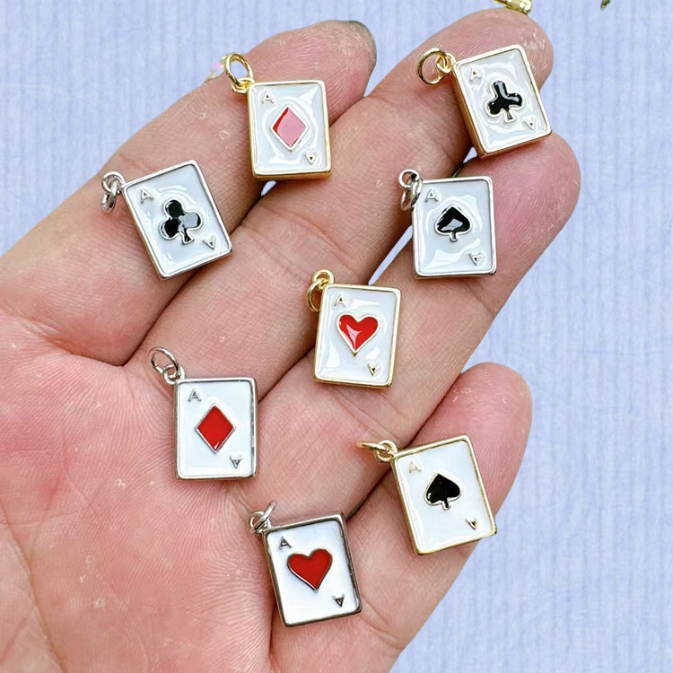 JS1894 Dainty Little Dainty 18k Gold Plated Enamel Playing Card