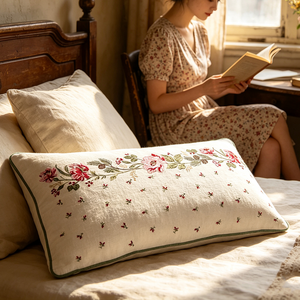 Taille personnalisée brodée motif floral taies d'oreiller en coton 30x50 <span class=keywords><strong>housse</strong></span> de <span class=keywords><strong>coussin</strong></span> de siège taie d'oreiller jetable - Product Image 4