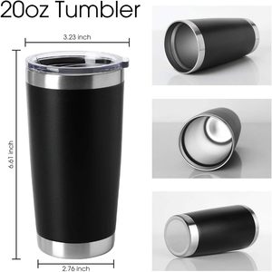 20 oz Tumblers Bulk Stainless Steel Tumbler with Lid Double Wall Vacuum Insulated <b>Coffee</b> Mug Powder Coated Cup - Product Image 2