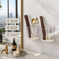 Support de rangement mural portable en plastique pour baguettes, boîte à vaisselle de qualité alimentaire avec drainage pour cuisine domestique