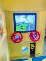 Manège pour enfants Bus de dessin animé à monnayeur, machine à bascule pour enfants à une ou deux places pour supermarché