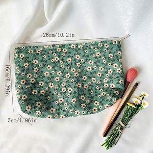 Daisy Flower Corduroy Eco-Friendly Makeup Pouch Custom Zipper Lady <b>Storage</b> Bag Wedding Bridesmaid Gifts Travel Cosmetic - Product Image 6