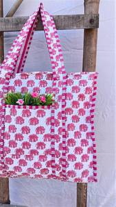 Bolso Tote Reversible de Algodón Acolchado con Estampado de Elefantes, Estilo Kantha, para Viajes y Compras - Product Image 5