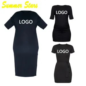 custom quality with pockets organic cotton linen maternity sexy loose wholesale for women t-shirt dress