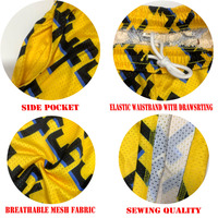 Shorts de basket-ball en maille polyester de haute qualité, à faible MOQ, imprimés sur toute la surface, pour hommes