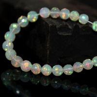 Perles rondes facettées en opale éthiopienne Welo multi-feu naturelle de 5 mm et 9 mm, brin pour la fabrication de bijoux chez un fabricant de pierres précieuses