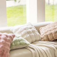 Housse de coussin en velours bulle, vente directe usine, couleur unie simple, imitation fourrure de lapin, housse de coussin créative en peluche pour la maison