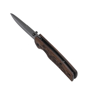 Coltello tascabile tattico pieghevole rivestito in titanio all'ingrosso con manico in Wenge Grey campeggio coltello di sopravvivenza OEM personalizzabile - Product Image 5