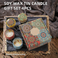 Coffret Cadeau de Bougies Parfumées Artisanales en Cire de Soja, 4 Pièces, en Boîtes Métalliques, Aromathérapie, Décoration d'Intérieur, Cadeau de Fêtes, Vente en Gros, Noël, Moderne