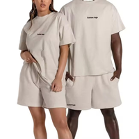 Ensemble T-shirt et short pour homme, sur mesure, en gros, directement de l'usine, coton lourd, blanc, surdimensionné, coton, été
