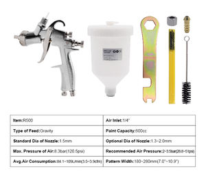 <span class=keywords><strong>Pistola</strong></span> de Pulverización de Pintura por Gravedad OEM Profesional con Boquilla de 1.3 mm y Depósito de 600 cc, Compresor de Aire R500 de Aleación de Aluminio <span class=keywords><strong>para</strong></span> <span class=keywords><strong>Pintar</strong></span> Automóviles - Product Image 2