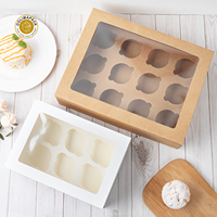 Boîte à cupcakes rigide en papier OOLIMA Gourmet avec 6/12/24 trous, matériaux recyclés, gaufrage pour gâteaux et emballages cadeaux