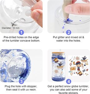 Vente en gros - Gobelet en verre borosilicate à double paroi, sans BPA, résistant à la chaleur, pré-percé, 12 oz, 16 oz, 20 oz, style globe de neige - Product Image 2