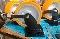Roda Kastor Industri Super Berat 10 Inci 3 Ton, Baja, Poliuretan, Inti Besi Cor, Bantalan Bola, Putar Tetap