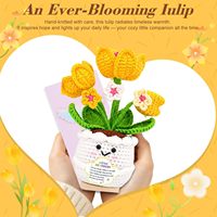 Flor de Tulipán Positiva para Maceta de Flores de Ganchillo Hecha a Mano con Hilo de Mezcla de Algodón, Regalos Inspiradores para Mujeres, Agradecimiento