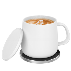 Mug chauffant intelligent en céramique artisanal à 55 degrés personnalisé avec chargeur <span class=keywords><strong>sans</strong></span> <span class=keywords><strong>fil</strong></span> à charge rapide pour téléphone portable en métal - Product Image 1