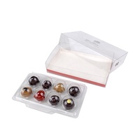 Boîte cadeau en plastique transparent personnalisée pour 8 chocolats à la truffe avec inserts pour bonbons et friandises