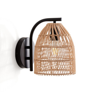 Lampe murale en rotin style Wabi Sabi, LED E27, commande par interrupteur, pour couloir, balcon, maison d'hôtes, entrée, salon de thé, restaurant - Product Image 5
