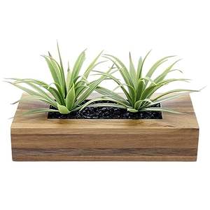 Plantas de Césped Artificial en Maceta Decorativa de <span class=keywords><strong>Madera</strong></span> Maciza de Acacia de Lujo, Vegetación Artificial en Contenedor Rectangular de <span class=keywords><strong>Madera</strong></span> - Product Image 6