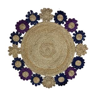 Bangladesh hermoso piso tejido a mano forma de flor redonda piso de yute orgánico trenzado Reversible alfombra antideslizante - Product Image 2