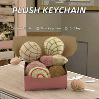Porte-monnaie en peluche et porte-clés breloque en forme de pâtisserie Concha fraise