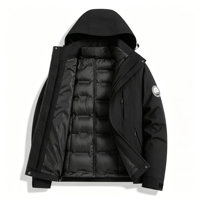 Veste d'extérieur à capuche et col roulé, écologique, coupe-vent, imperméable, chaude, pour hommes et femmes, logo personnalisé, automne-hiver, camping
